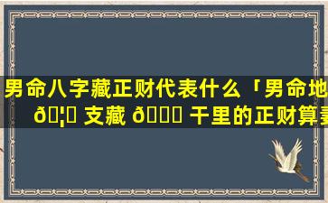 男命八字藏正财代表什么「男命地 🦆 支藏 🐒 干里的正财算妻子吗」